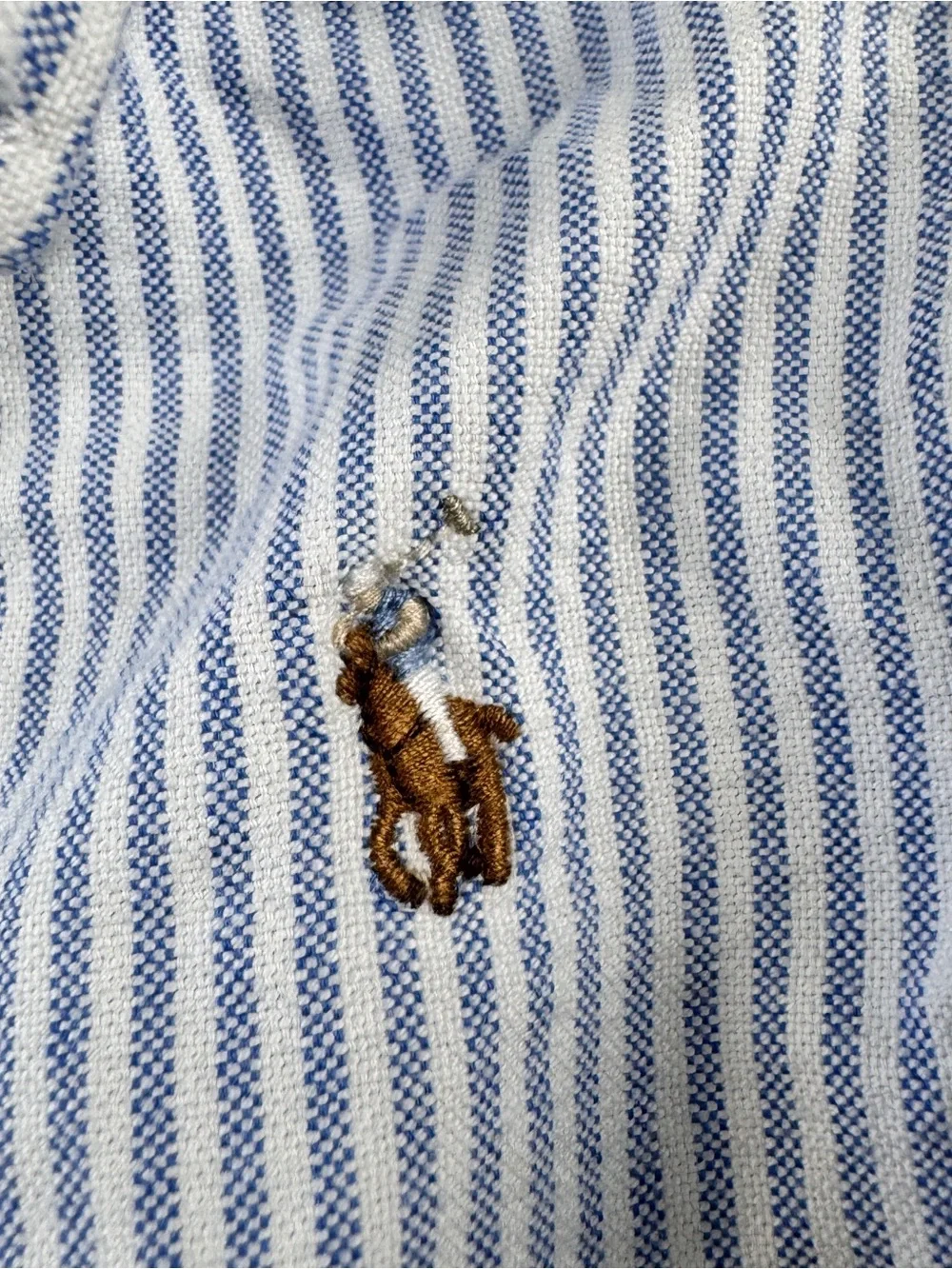 Ralph Lauren Button Down Shirt Baby Boys Size 9M Blue White Striped LS